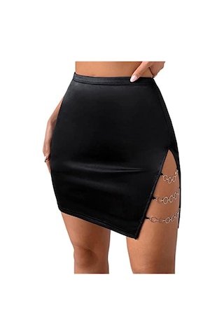 Metalli Mini Etek Siyah Metalli Mini Etek Siyah