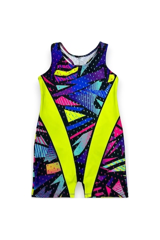 Lolliboomkids Kız Çocuk Neon Renkler Geometrik Desen Geçişli Yüzücü Tarz Mayo Neon Sarı