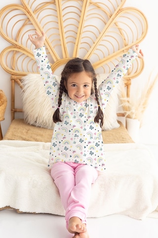Lilabio %100 Pamuk Kelebekli Bebek Çocuk Pijama Takımı Pembe