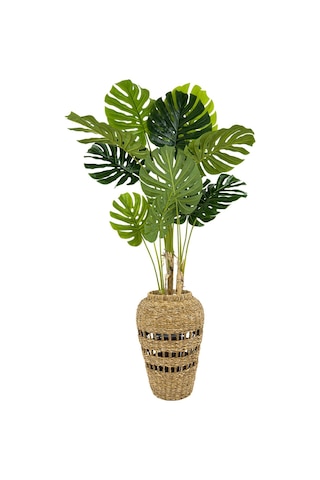 Biçiçek Yapay Monstera Ve Di̇fenbahya Ağacı Bohem Saksıda
