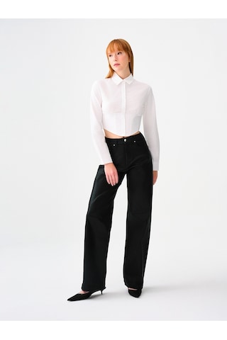 Slim Fit Kadın Gömlek U.kol Beyaz