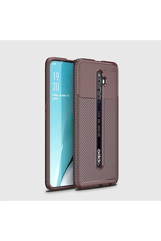 Oppo Reno 2 Kılıf Zore Negro Silikon Kapak Kahverengi