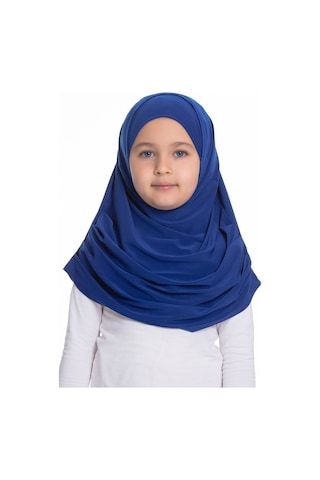 Hürrem Bone Saks Mavisi Pratik Hazır Geçmeli Çocuk Tesettür Bone Sandy Kumaş Çok Renkli