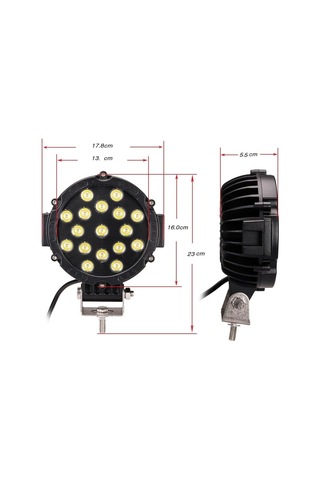 Off Road Sis Lambası Kırmızı 16 Cm Yuvarlak 17 Led 2 Adet