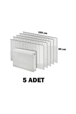 5 Adet Petek Radyatör Arkası Folyo Plaka Kalorifer Arkalığı Alüminyum Isı Yalıtım Folyosu 100x50 Cm