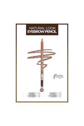 Note Cosmetique Natural Eyebrow Pencil Waterproof Çift Taraflı Suya Dayanıklı Kaş Kalemi 02 Light Brown - Açık Kahve
