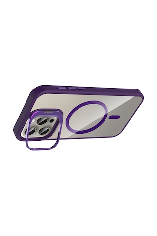 Nourthkiingdom Apple Uyumlu iPhone 15 Pro Kılıf Standlı Ve Kamera Lens li M-safe Şarj Özellikli Nrtk Etro Kapak - Pembe Pembe