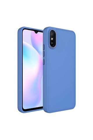 Xiaomi Redmi 9a Kılıf Metal Çerçeve Ve Buton Tasarımlı Silikon Zore Luna Kapak Lavendery Gray