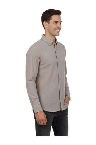 Advante Erkek Spor Slim Fit Uzun Kol Petek Fitilli Gömlek Bgl-st04824 Bej
