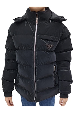 Kız Çocuk /Erkek Çocuk Fermuar Cepli Kapüşonu Çıkabilen İçi Peluş Astarlı Siyah Mont