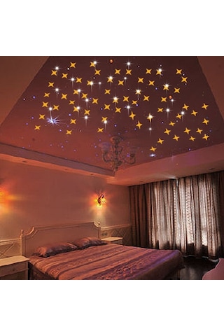 Dekoratif Süs Ayna 50X Adet Gold Altın Yıldız Tavan Duvar(408515753) Altın