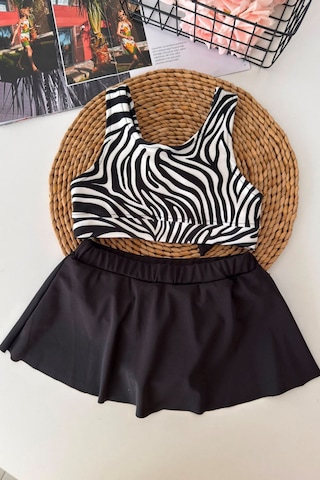 Minigimin Cicileri Zebra Desenli Volan Etekli Kız Çocuk 2 Li Mayo Bikini Takımı ... Siyah