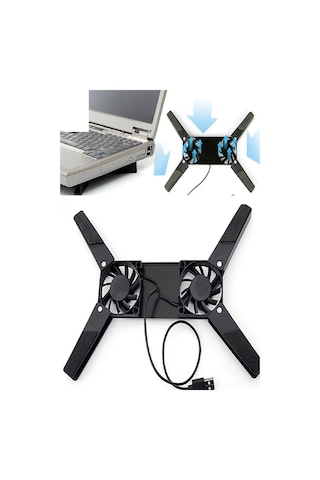 2 Fanlı Notebook Soğutucu Portatif Katlanabilir Laptop Soğutucu F