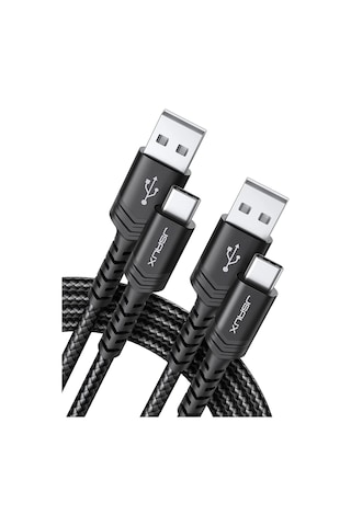 Jsaux Premium Serisi 2 Metre Uzun 60 Watt Cc0011 Siyah Usb-a To Type-c 3 Amper 60 Watt Hızlı Şarj Ve Data Aktarım Kablosu İphone 15 , 16 Serisi Ve Type-c Girişli Cihazlar İle Tam Uyumlu