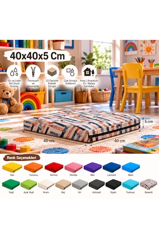 40x40x5 Cm Kare Minder - Sandalye Minderi - Kreş Anaokulu Oyun Aktivite Minderi - Bahçe Dekor Minderi Kırmızı - Beyaz