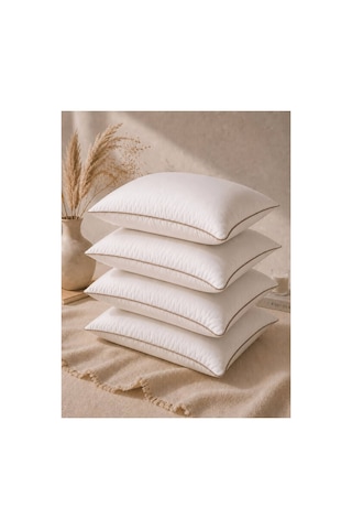 4 Adet Biyeli Yastık Vizon Serisi 1000gr Silikon Boncuk Elyaf Dolgulu 50 x 70 CM Vizon