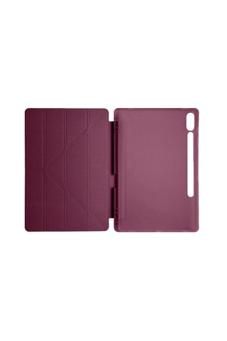 Galaxy Uyumlu X610 Tab S9 Fe Plus 12.4 Kılıf Kalemlikli Mars Tablet Kılıfı - Mürdüm Arka Kapak