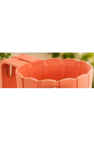 Storeşahin 3d Baskı Askılı Balkon Saksısı Dikey Çizgili Dekoratif Çiçek Ve Aromatik Bitki Saksısı - Mercan Shn0720