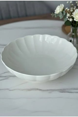 Kütahya Porselen Bone Luz Krem Bowl Kase 25x6cm 2000ml Tekli Bnlzf25ks00 krem