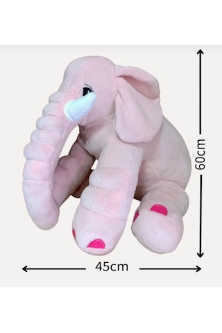 Peluş Pembe Fil 60 Cm Sevimli Konforlu: Peluş Uyku Yastığı Ve Sarılma Arkadaşı Dekoratif Oyuncak