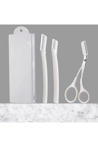 Yifomall 3 Lü Kaş Şekillendirme Seti: Güvenli Mikro Kesimli Tıraş Bıçağı Ve Makas İle Profesyonel Kaş Bakımı