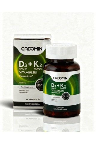 D3-k2 Vitaminleri Takviye Edici Gıda 1000 Mg 60 Kapsül