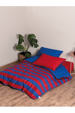 Cozy Home Popping Colors Tek Kişilik Lastikli Çarşaflı Nevresim Takımı Blaze Kırmızı Kırmızı - Mavi