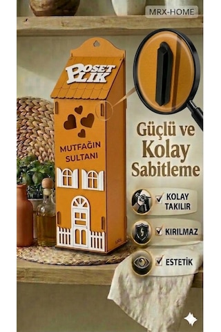 Mrx -home Dekoratif Poşetlik Duvara Asılabilir & Tezgah Üstü Mutfak Organizer Turuncu