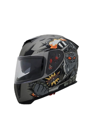 Cox Güneş Vizörlü Kapalı Kask Sr-f Boom Full Face Kask Açık Gri - Koyu Gri