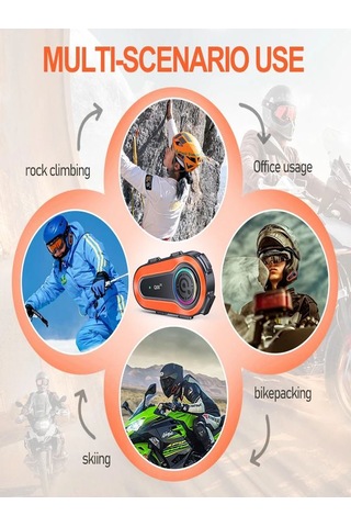 Q0082X Ipx6 Su Geçirmez Rgb 1 KM 2 Kişi İnterkom/Fm Radio Motosiklet Kask Kulaklık