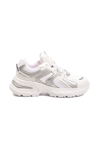 Beyaz Bağcıklı Kalın Taban Hafif Kadın Sneaker 2318 G Beyaz