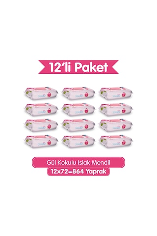 Paddlers Gül Kokulu Islak Mendil 864 Yaprak (12x72) – Koli