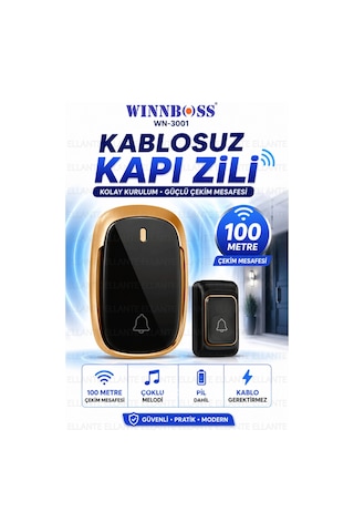 Kablosuz Kapı Zili 100 Metre Çekim Mesafeli Priz Tipi Kapı Zili Pil Dahil 36 Melodili Güçlü Ses