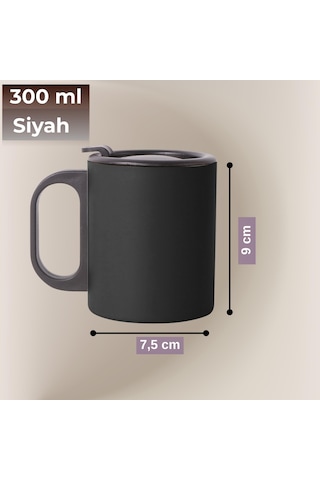 Paslanmaz Çelik Mug, Paslanmaz Çelik Termos Bardak-300 Ml Siyah