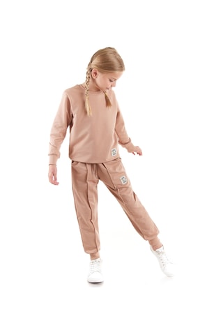 Ahengim Kız Çocuk Back To School Pamuklu Trend Eşofman Takımı Ak2529 Kahverengi