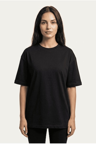 Black Nova Oversize Baskılı Unisex %100 Pamuk T-shirt Old Classic Siyah
