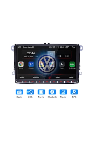 EXVOL 2 GB+32 GB Volkswagen Jetta Android 12 Multimedia Golf Passat Cady