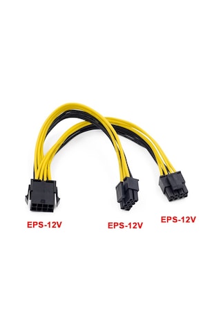 Adet Eps 12v 8pin - Çift 4+4 Pin Anakart Güç Kaynağı Kablosu