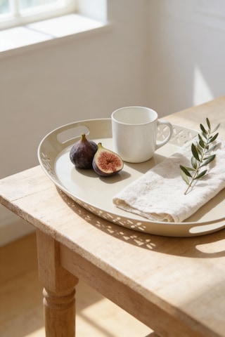 Oval Metal Servis Ve Sunum Tepsisi, Büyük Tepsi, Çay Kahve Tepsisi Cappuccino