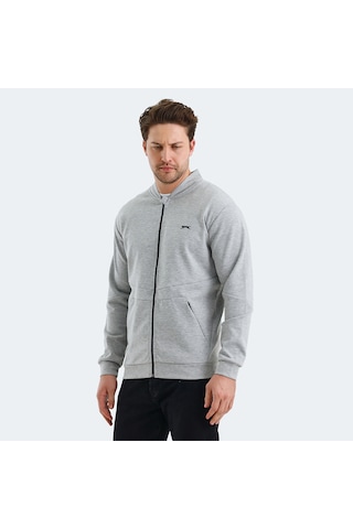 Slazenger VLAD Erkek Cepli Fermuarlı Gri Sweatshirt