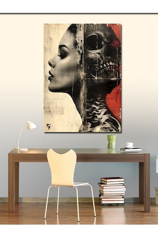 Kanvas Tablo Kadın Ve İskelet 50cmx70cm