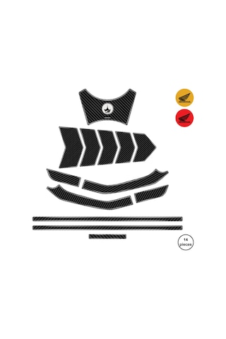 Honda Crf250 Rally 2025 İle Uyumlu Kaydırmaz 6d Karbon 14 Parça Tank Pad Seti Gc77 KARBON