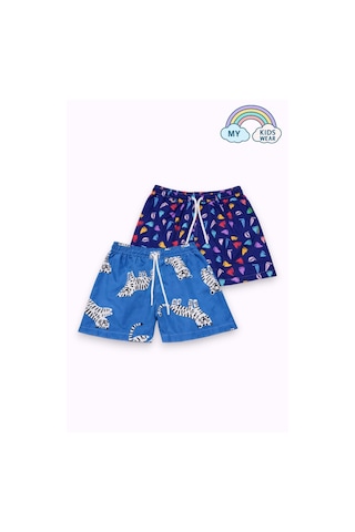 My Kids Wear Erkek Çocuk Degrade Desenli Deniz Şortu 2 Li Set 3-16 Yaş 12423 Beyaz - Kırmızı