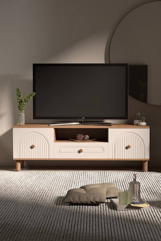 Bohem Tv Ünitesi 150 Cm Çizgili Kapak Kahverengi