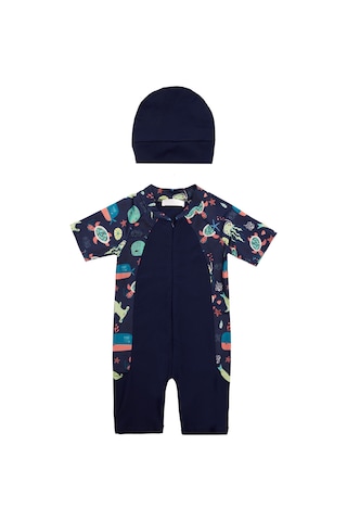 Uv Korumalı Kısa Kollu Tulum Bebek Çocuk Yüzücü Mayo 1910 Koyu Lacivert Koyu Lacivert