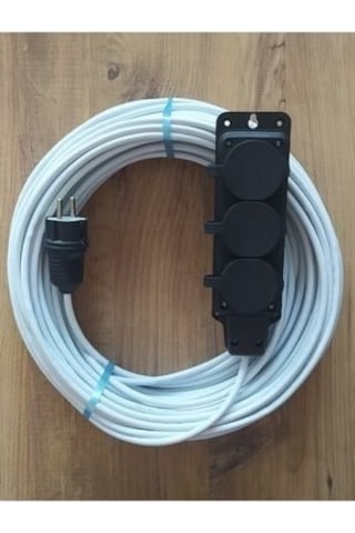 3x1.5 Ttr 25 Metre Çok Telli Beyaz Renk Izolasyonlu Topraklı Üçlü Grup Priz Seyyar Uzatma Kablosu 1