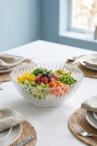 Glamis Selen Concept Çuha Model El Yapımı Cam Salata Ve Sunum Kasesi Şeffaf