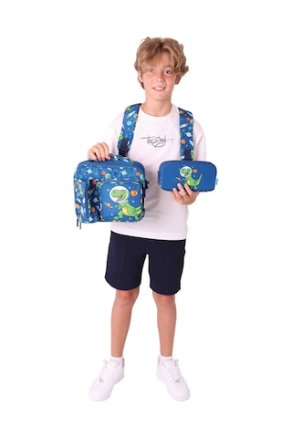 Kaukko Kids 3d Dinazor Şekilli Erkek Çocuk Üçlü Okul Çantası Seti/takımı - Lacivert L5252+l7252+l8252 Lacivert