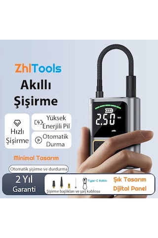 Zhltools St-5528 Dijital Basınç Göstergeli Oto Lastik Şişirme Pompası Hava Kompresörü
