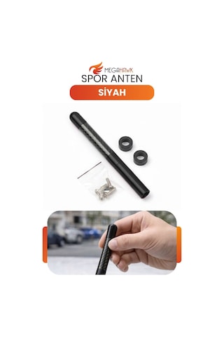 Spor Anten Siyah Karbon Görünümlü Universal Kısa Oto Anten Vidalı